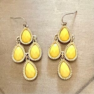 Elegant Yellow and Gold Teardrop Earrings